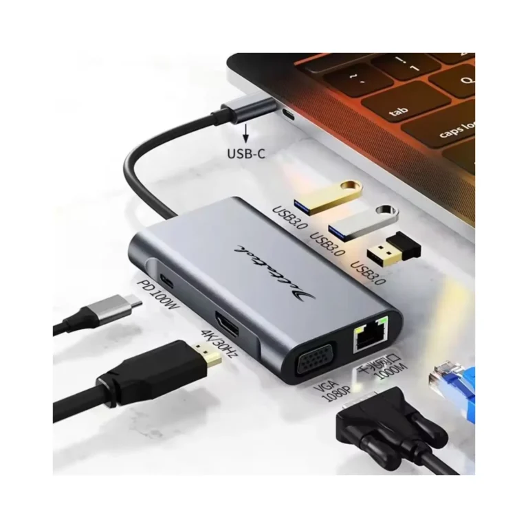 HUB USB Tipo C Mod. 2111U3 7 Puertos (USB3.0*3+PD100W+VGA+RJ45-1000+HDMI)