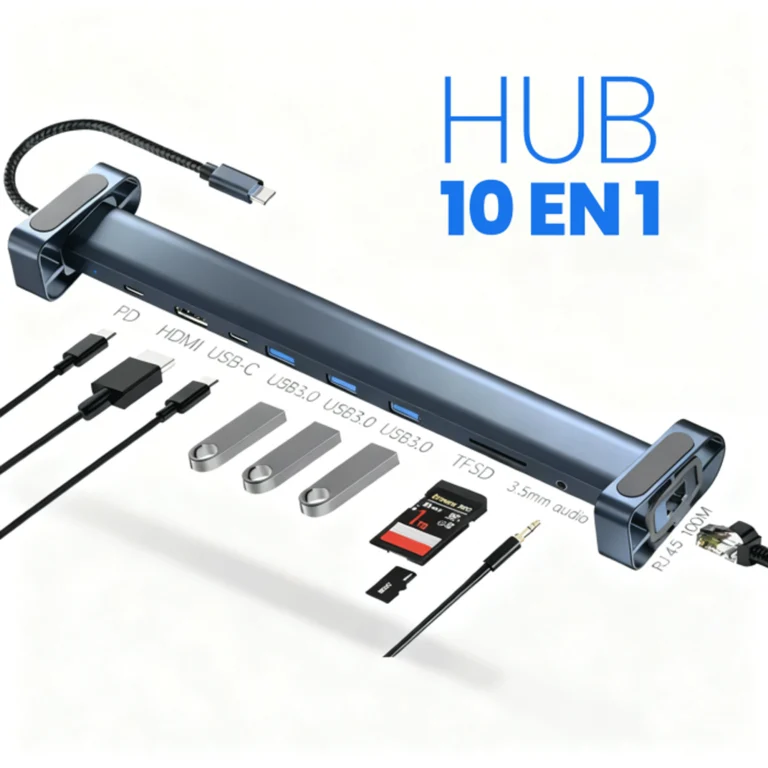 HUB USB Tipo C Mod. 2212 10 Puertos (HDMI+USB3.0*3+RJ45-100+Pd+SD+TF+Audio)