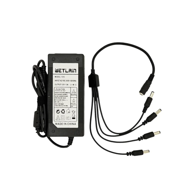 Fuente de Poder para Camara de Seguridad de 12V 5A con Spliter de 4 Puntas