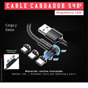 Cable USB Magnetico de Carga (Tipo C, Iphone, Micro USB)