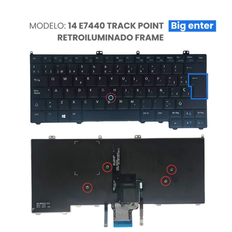 Teclado para Dell 14 E7440 E7420 Frame Big Enter Track Point Retroiluminado