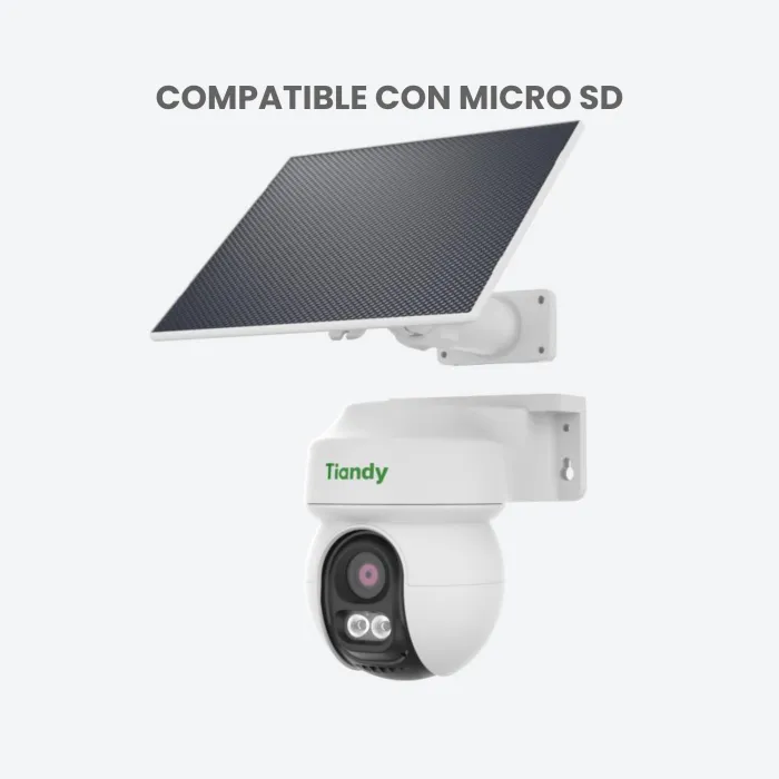 Camara Solar PT WIFI 4G 4MP 4mm IR 30M Mic Parlante SD TC-H343K Tiandy