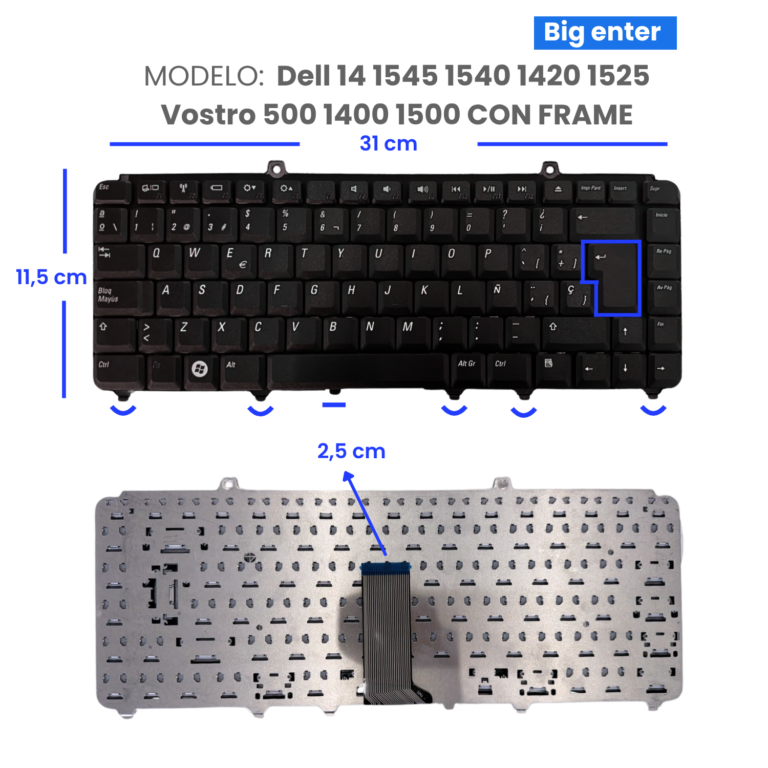 TECLADO-Dell-14-1545-1540-1420-1525-Vostro-500-1400-1500-CON-FRAME