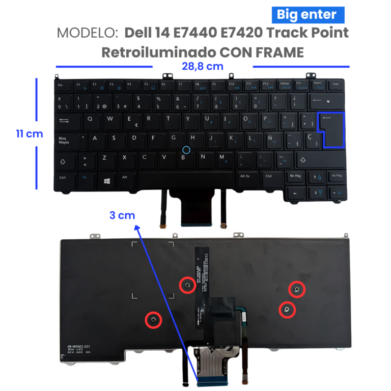 TECLADO-Dell-14-E7440-E7420-Track-Point-Retroiluminado-CON-FRAME
