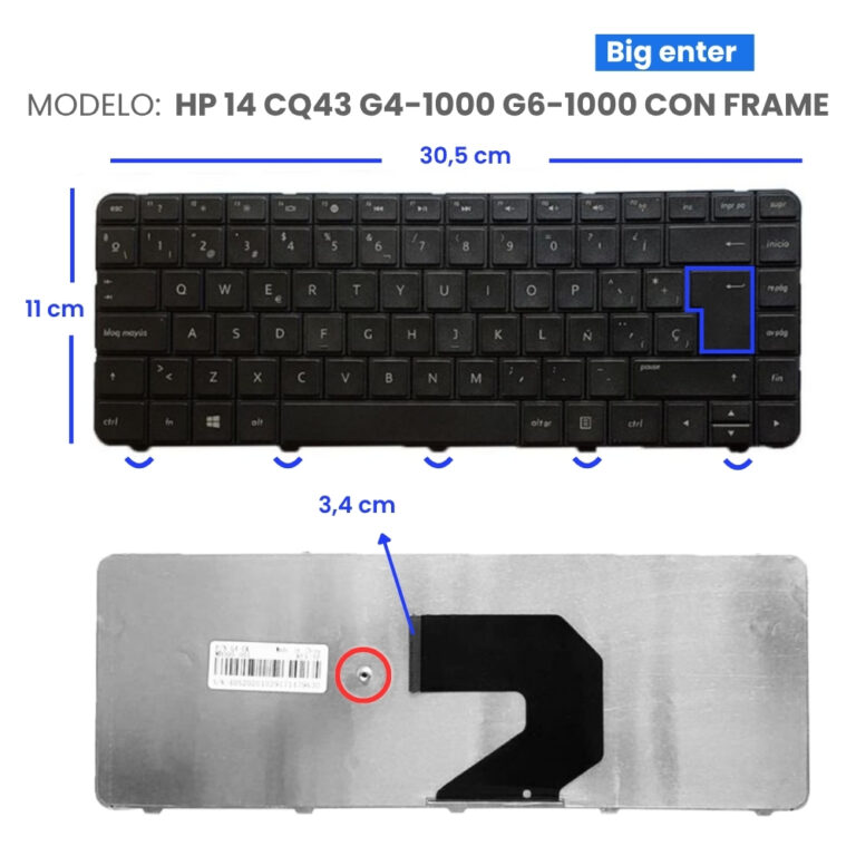 TECLADO-HP-14-CQ43-G4-1000-G6-1000-BIG-ENTER-FRAME