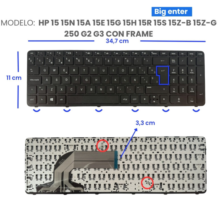TECLADO-HP-15-15N-15A-15E-15G-15H-15R-15S-15Z-B-15Z-G 250-G2-G3-CON-FRAME