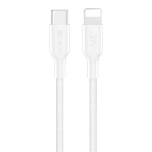 CABLE USB TIPO C a LIGHTNING 3A BLANCO ENMALLADO CAB273 L=1M 1HORA