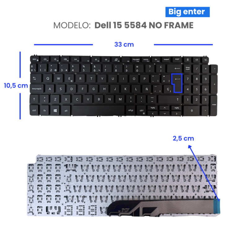 TECLADO PARA DELL 15 5584 NO FRAME BIG ENTER